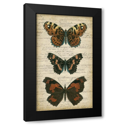 Butterfly Script II Black Modern Wood Framed Art Print with Double Matting by Vision Studio