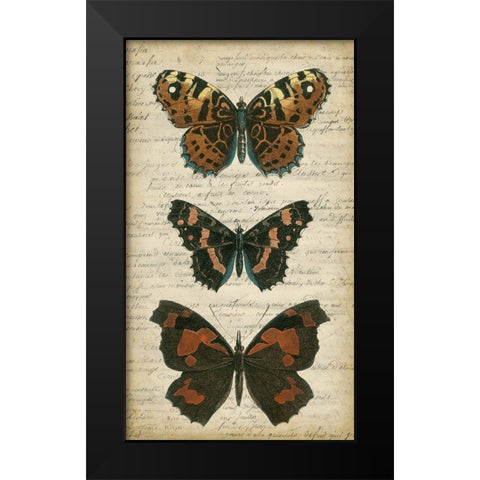 Butterfly Script II Black Modern Wood Framed Art Print by Vision Studio