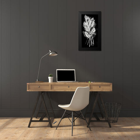 Palm Leaf Fresco II Black Modern Wood Framed Art Print by Vision Studio