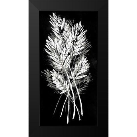 Palm Leaf Fresco II Black Modern Wood Framed Art Print by Vision Studio