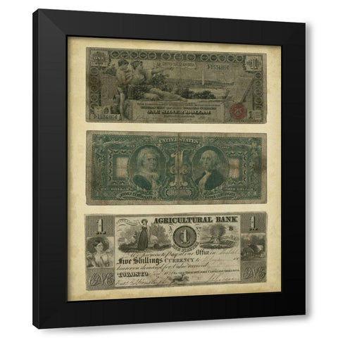 Antique Currency V Black Modern Wood Framed Art Print with Double Matting by Vision Studio