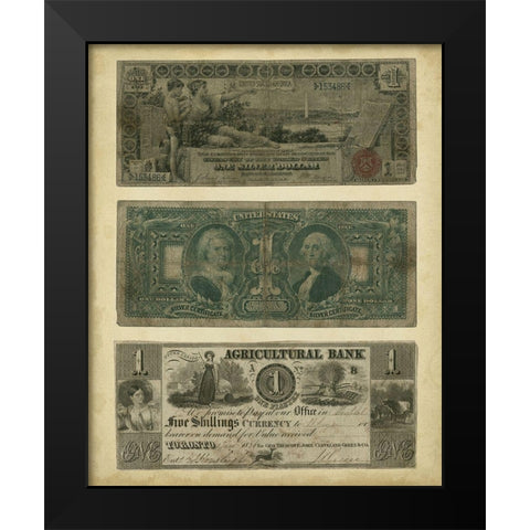 Antique Currency V Black Modern Wood Framed Art Print by Vision Studio