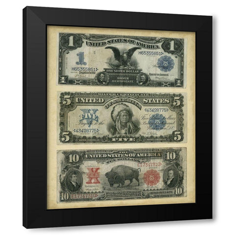Antique Currency VI Black Modern Wood Framed Art Print with Double Matting by Vision Studio