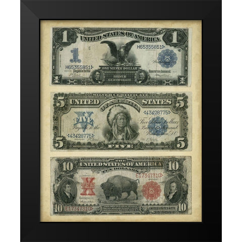 Antique Currency VI Black Modern Wood Framed Art Print by Vision Studio