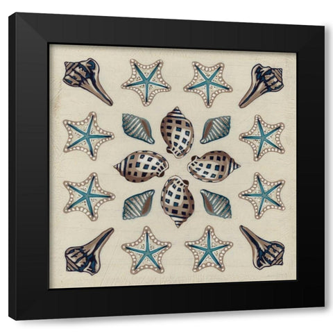 Coastal Kaleidoscope III Black Modern Wood Framed Art Print with Double Matting by Vess, June Erica