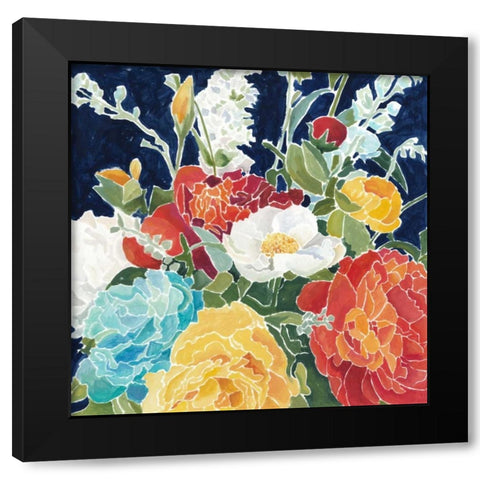 Midnight Florals I Black Modern Wood Framed Art Print with Double Matting by Meagher, Megan