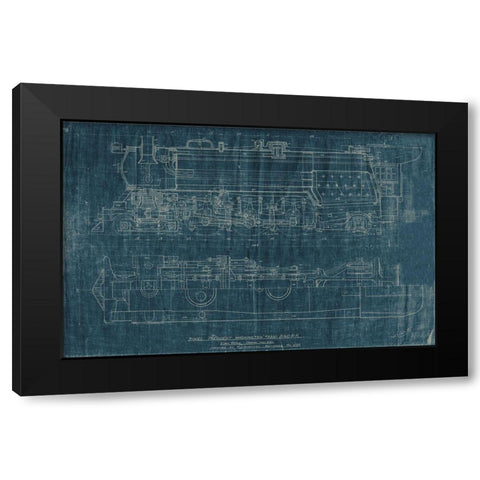 Train Blueprint I Black Modern Wood Framed Art Print with Double Matting by Vision Studio