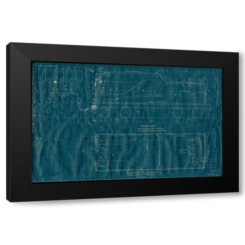 Train Blueprint III Black Modern Wood Framed Art Print with Double Matting by Vision Studio