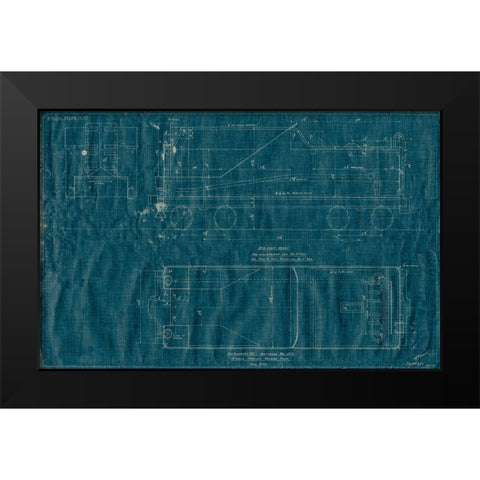 Train Blueprint III Black Modern Wood Framed Art Print by Vision Studio