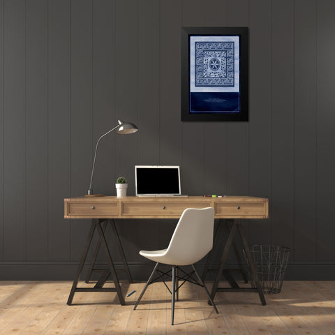 Indigo Tile II Black Modern Wood Framed Art Print by Vision Studio