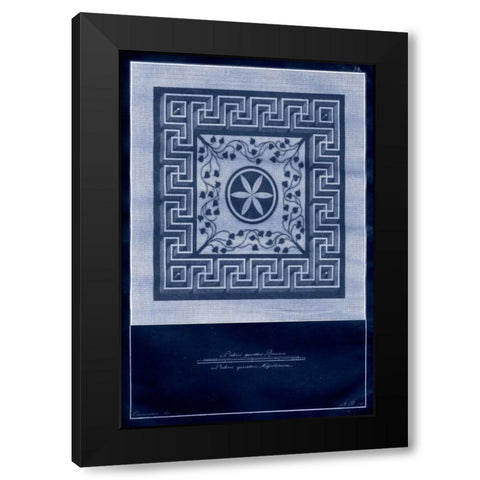 Indigo Tile II Black Modern Wood Framed Art Print with Double Matting by Vision Studio