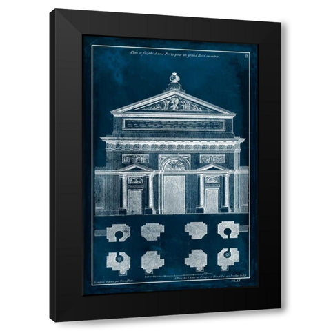 Palace Facade Blueprint I Black Modern Wood Framed Art Print with Double Matting by Vision Studio