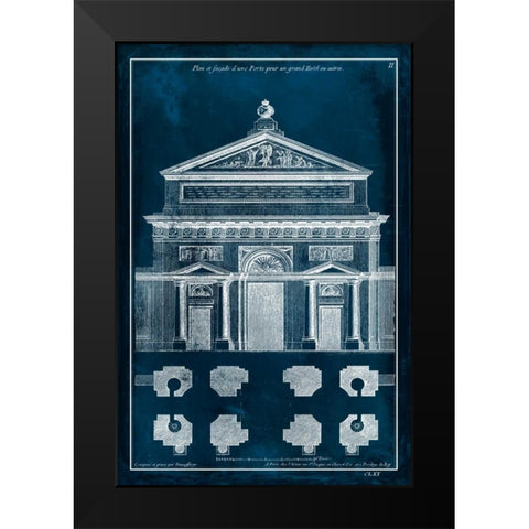 Palace Facade Blueprint I Black Modern Wood Framed Art Print by Vision Studio