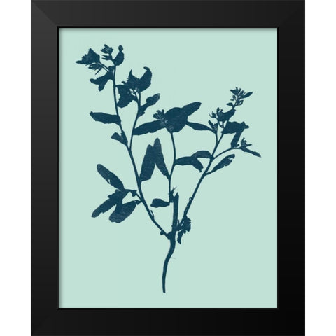 Indigo and Mint Botanical Study VII Black Modern Wood Framed Art Print by Vision Studio
