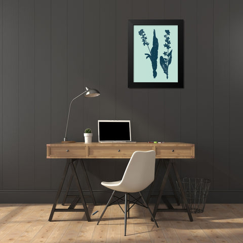 Indigo and Mint Botanical Study VIII Black Modern Wood Framed Art Print by Vision Studio
