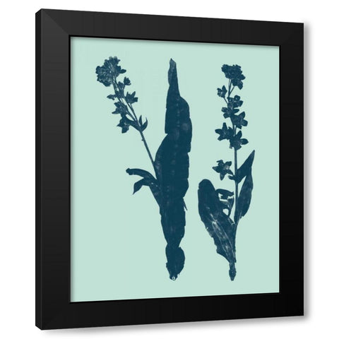 Indigo and Mint Botanical Study VIII Black Modern Wood Framed Art Print by Vision Studio