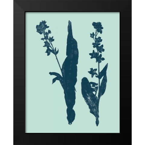 Indigo and Mint Botanical Study VIII Black Modern Wood Framed Art Print by Vision Studio
