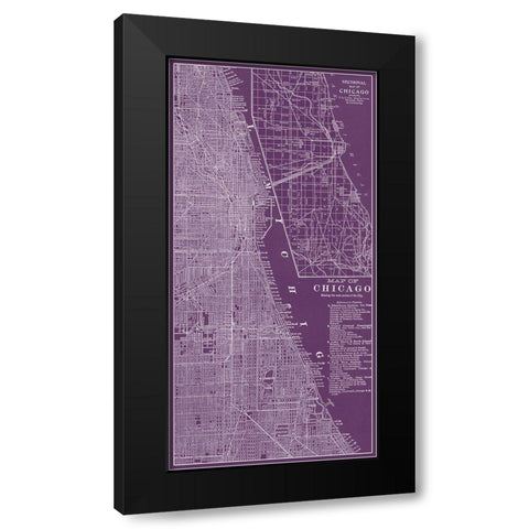 Graphic Map of Chicago Black Modern Wood Framed Art Print with Double Matting by Vision Studio