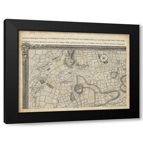 Map of London Grid I Black Modern Wood Framed Art Print by Unknown
