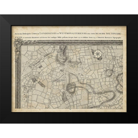 Map of London Grid I Black Modern Wood Framed Art Print by Unknown