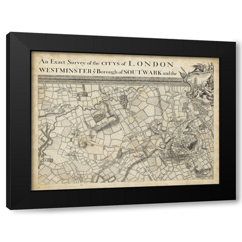 Map of London Grid II Black Modern Wood Framed Art Print by Unknown