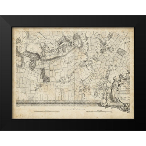 Map of London Grid XIV Black Modern Wood Framed Art Print by Unknown