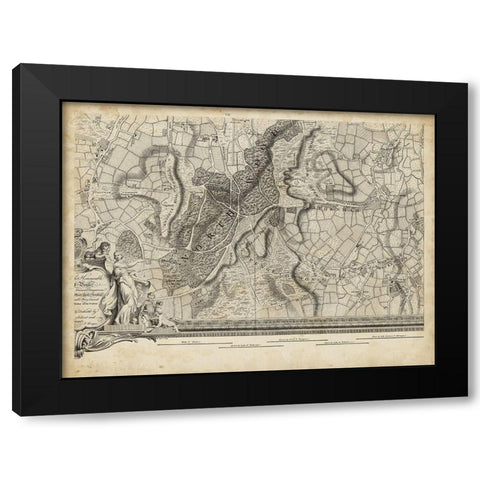 Map of London Grid XV Black Modern Wood Framed Art Print by Unknown