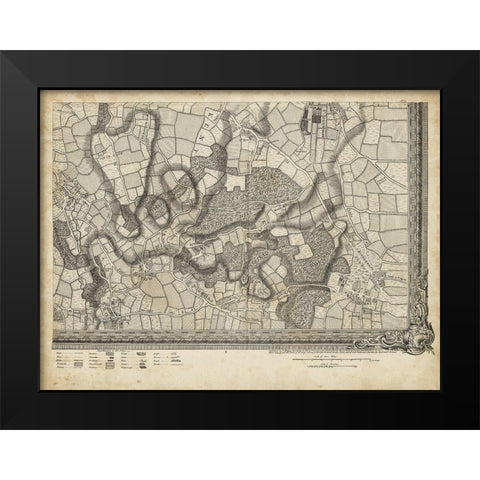 Map of London Grid XVI Black Modern Wood Framed Art Print by Unknown