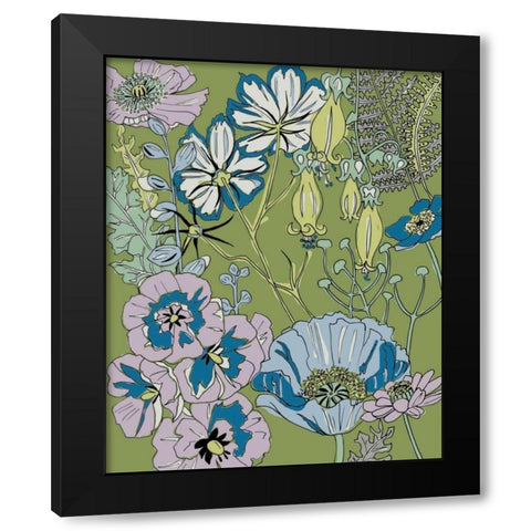 Graphic Garden I Black Modern Wood Framed Art Print with Double Matting by Zarris, Chariklia