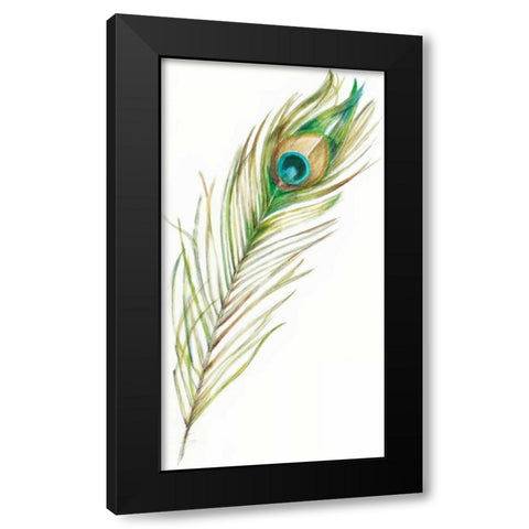 Watercolor Peacock Feather II Black Modern Wood Framed Art Print by Harper, Ethan