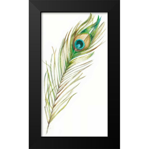 Watercolor Peacock Feather II Black Modern Wood Framed Art Print by Harper, Ethan