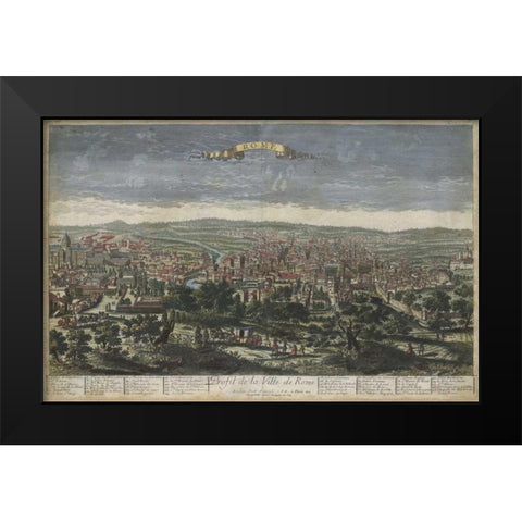 Birds Eye View of Rome Black Modern Wood Framed Art Print by Williamsburg