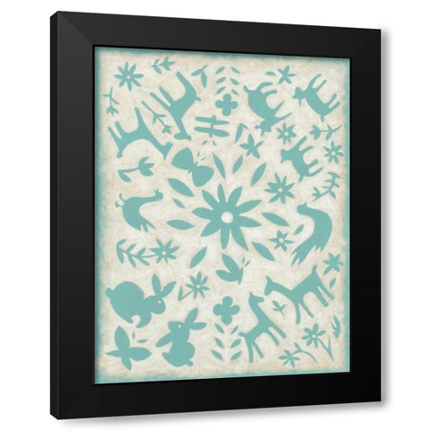 Spring Otomi III Black Modern Wood Framed Art Print with Double Matting by Zarris, Chariklia