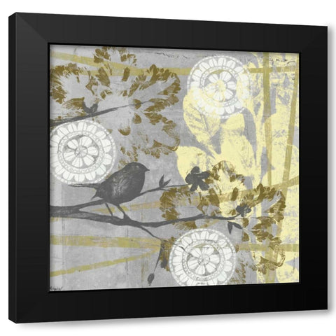 Serene Bird and Branch II Black Modern Wood Framed Art Print with Double Matting by Goldberger, Jennifer