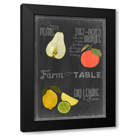 Blackboard Fruit IV Black Modern Wood Framed Art Print by Vision Studio