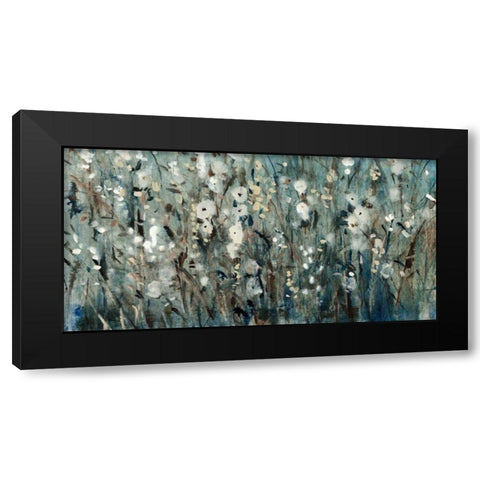 White Blooms with Navy I Black Modern Wood Framed Art Print by OToole, Tim