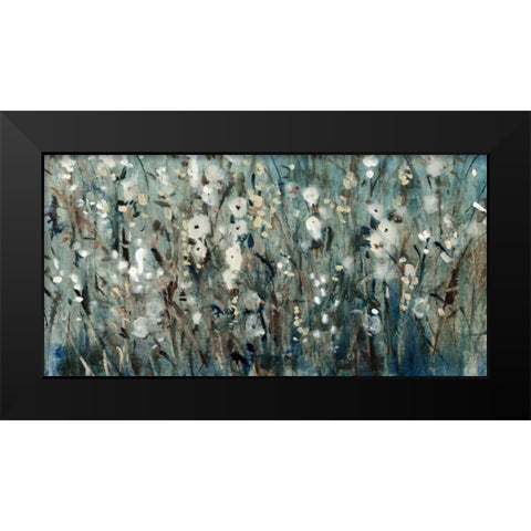 White Blooms with Navy I Black Modern Wood Framed Art Print by OToole, Tim