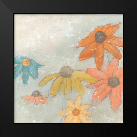 Floral Fresco I Black Modern Wood Framed Art Print by Vess, June Erica