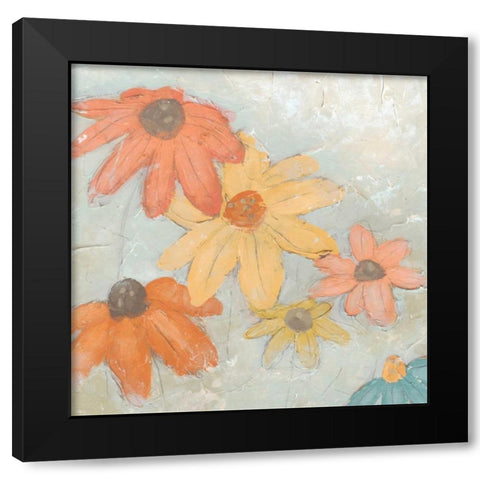 Floral Fresco II Black Modern Wood Framed Art Print by Vess, June Erica