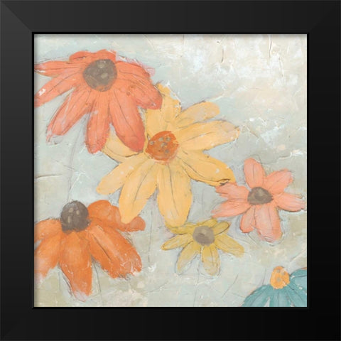 Floral Fresco II Black Modern Wood Framed Art Print by Vess, June Erica