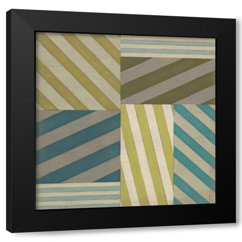 Nautical Stripes I Black Modern Wood Framed Art Print by Vess, June Erica