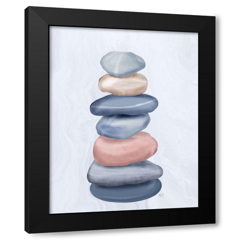 Stacking Stones 1 Black Modern Wood Framed Art Print with Double Matting by Fab Funky