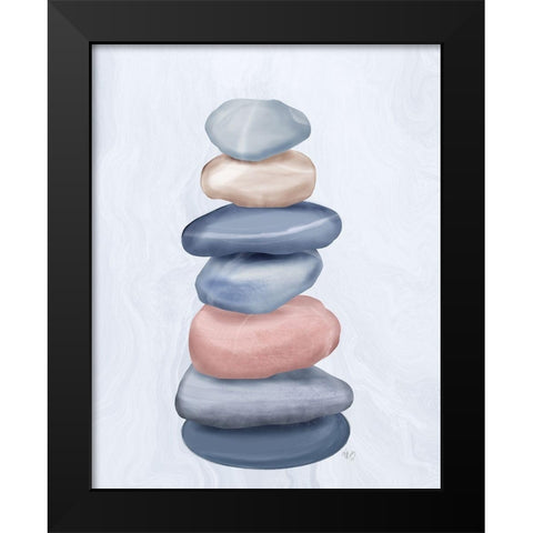 Stacking Stones 1 Black Modern Wood Framed Art Print by Fab Funky