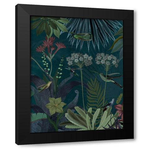 Hummingbird Garden 2 Black Modern Wood Framed Art Print with Double Matting by Fab Funky