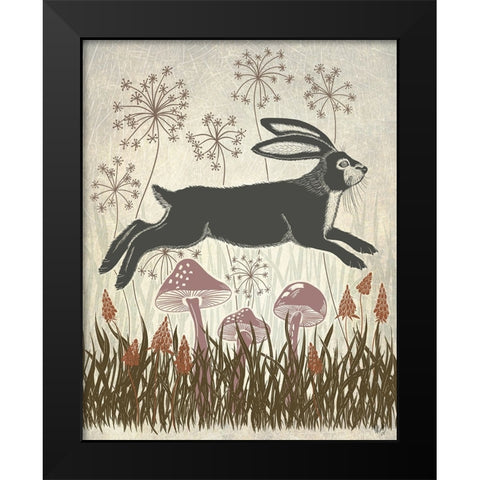 Country Lane Hare 4 - Earth Black Modern Wood Framed Art Print by Fab Funky