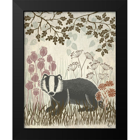 Country Lane Badger 5 - Earth Black Modern Wood Framed Art Print by Fab Funky