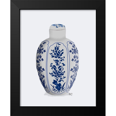 Chinoiserie Vase Vine Blue Black Modern Wood Framed Art Print by Fab Funky
