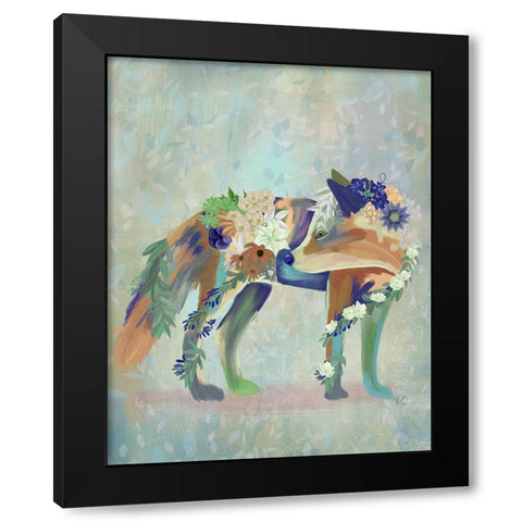 Fantastic Florals Fox-Standing Black Modern Wood Framed Art Print by Fab Funky