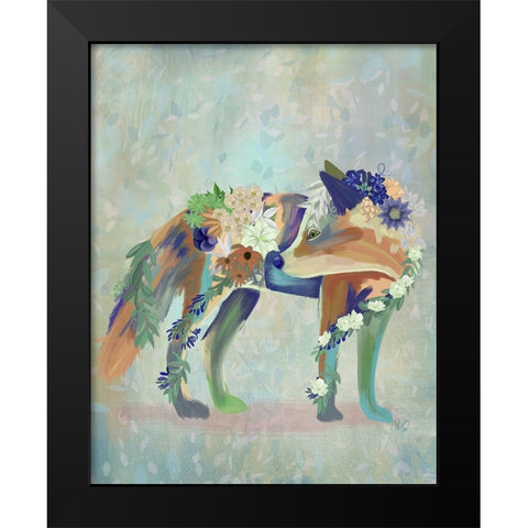 Fantastic Florals Fox-Standing Black Modern Wood Framed Art Print by Fab Funky
