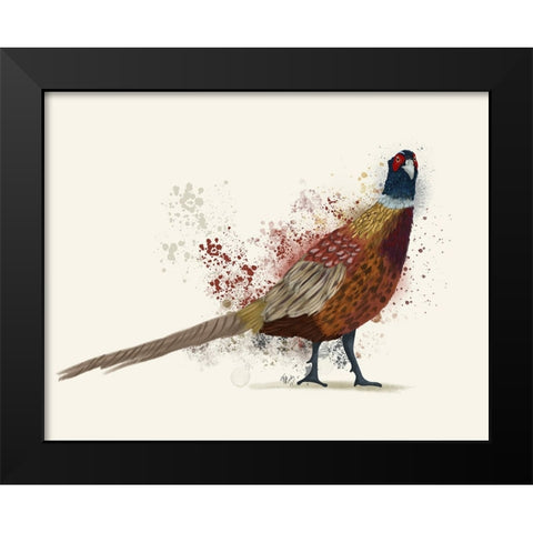 Pheasant Splash 2 Black Modern Wood Framed Art Print by Fab Funky